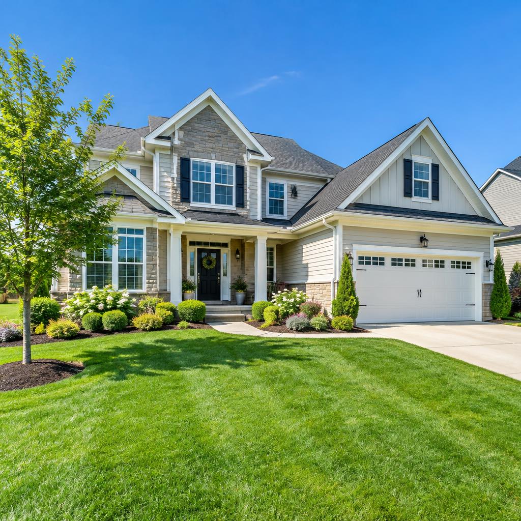 Pristine managed property with manicured lawn
